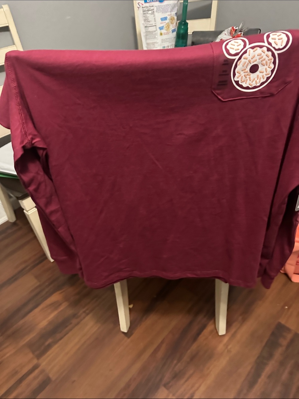 Disney Maroon Graphic Tee with Donut and Mickey Print
